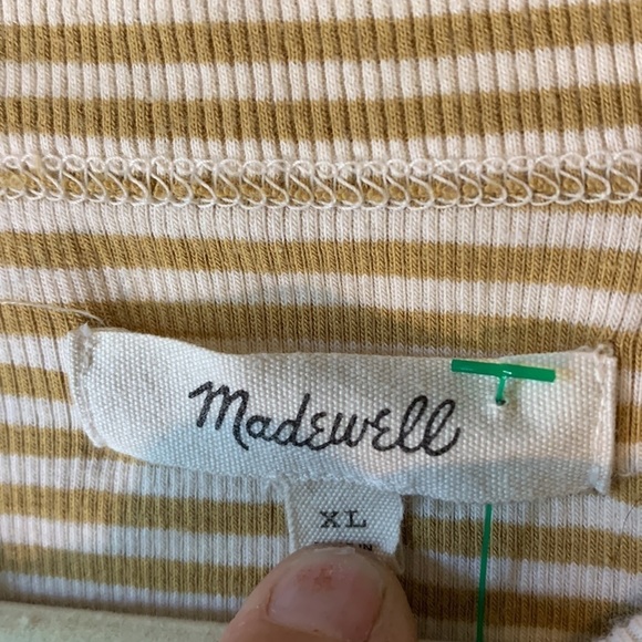 Madewell Brightside Striped Sleeveless Racerback Top Cotton Size XL Tan & White - Picture 8 of 11